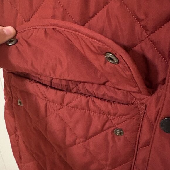 Barbour Lowerdale Quilted Gilet Vest XL Burgundy Burnt Orange Zip Lightweight - Picture 5 of 14